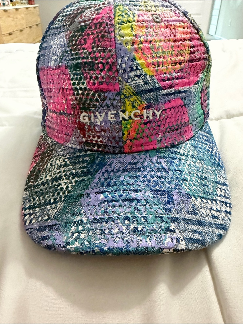 Givenchy Multicolor Patchwork Cap - Pink, Teal & Purple